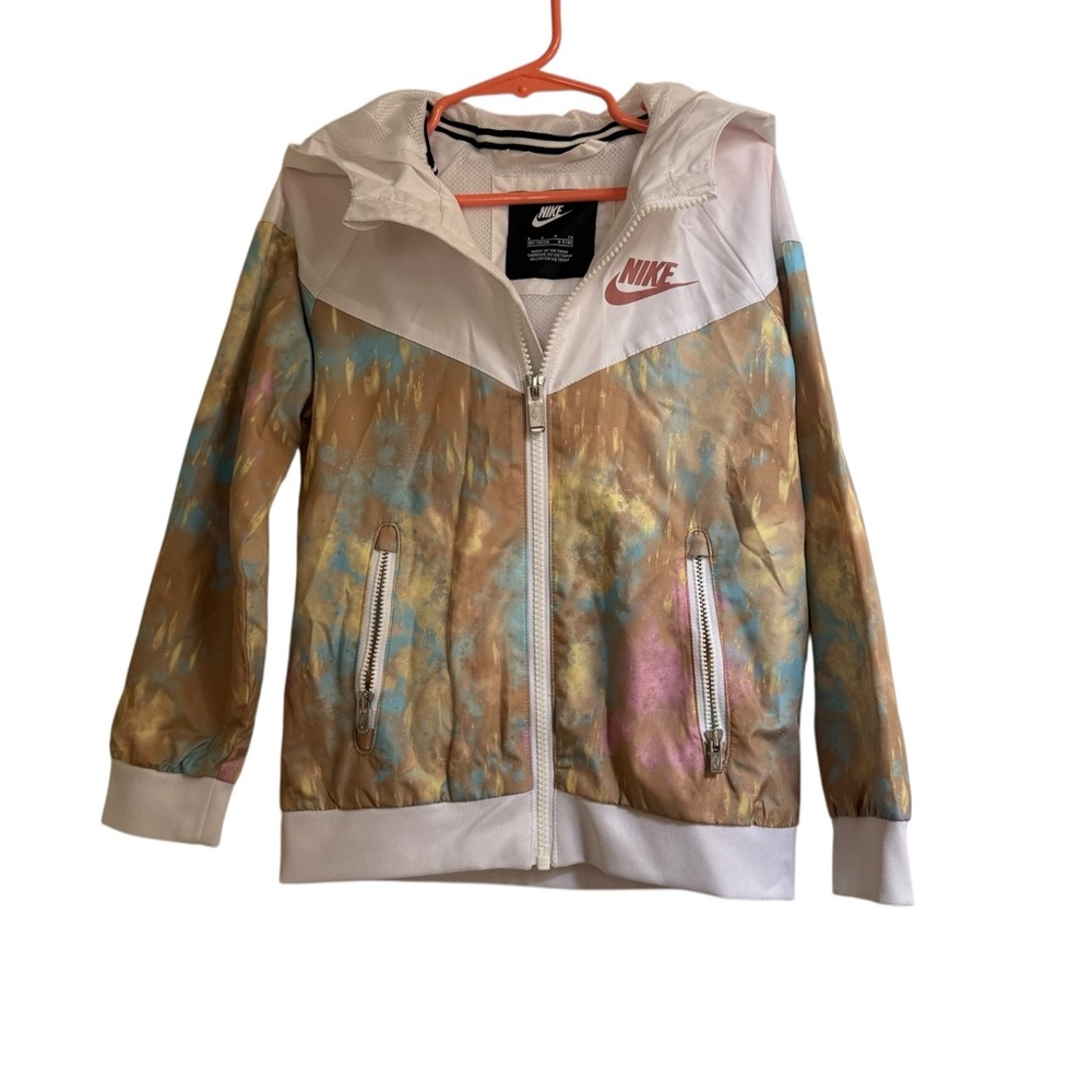Nike Kids Colorful Hooded Windbreaker Jacket with Zipper